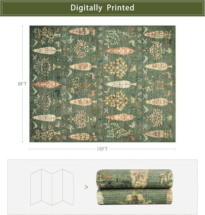Washable Rugs 8x10 Area Rug for Living Room, Dining Room-Tree Green | Ultra - Image 2