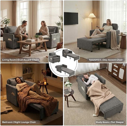 Iroomy 5-Level Adjustable Convertible Sleeper Chair, 3-in-1 Pull Out Sofa Bed - Image 6