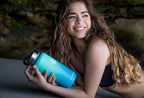 HYDRO CELL Stainless Steel Insulated Water Bottle with Straw - For Cold & Hot Drinks - Metal Vacuum Flask with Screw Cap and Modern Leakproof Sport Thermos for Adults (Teal/Blue 32oz)