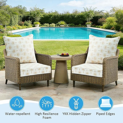 Outdoor Deep Seat & Back Cushion Set, 24 x 24 Inch Water Repellent and Fade - Image 3