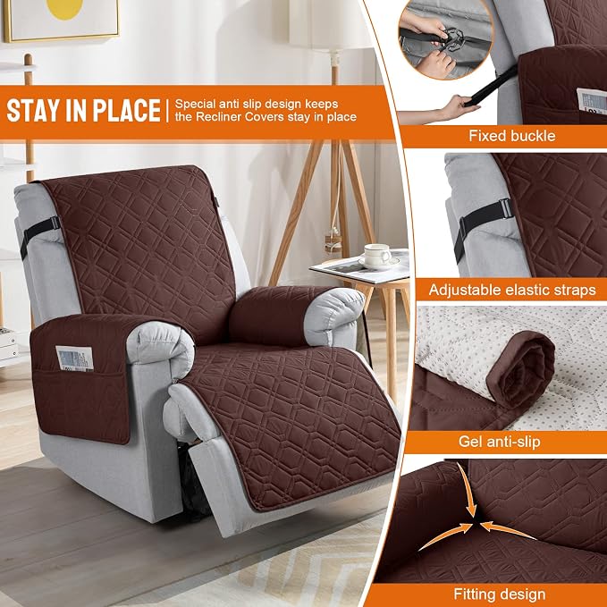 VANSOFY 100% Waterproof Recliner Chair Covers, Recliner Cover Non-Slip Dog - Image 4