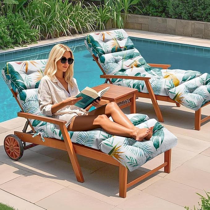 4 Pack Outdoor Chaise Lounge Chair Cushion 75.1 x 22.8 x 4.7 Inches 100% - Image 2