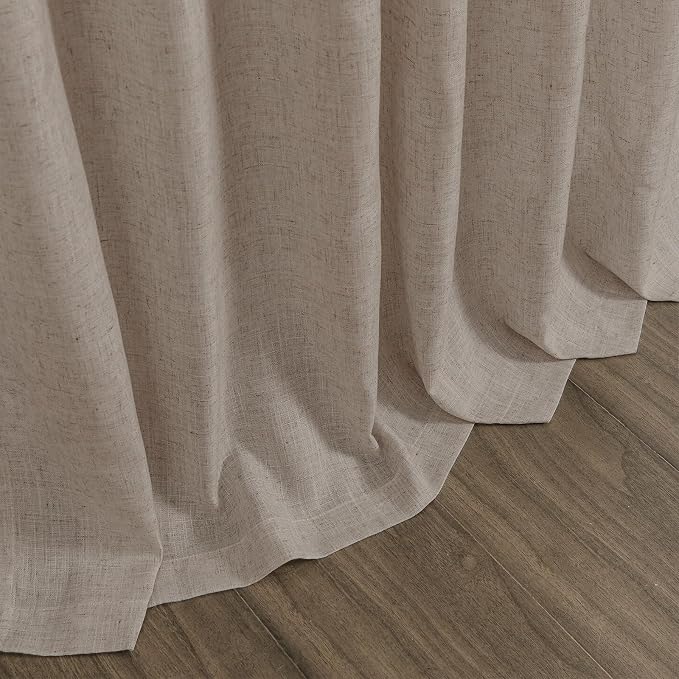 Ecru Linen Curtains for Living Room 100 Inches Long Light Filtering Semi Sheer - Image 8