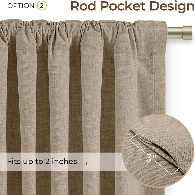 INOVADAY Extra Wide 100% Blackout Linen Curtains 102x84 Burlywood Birch | Linen - Image 4