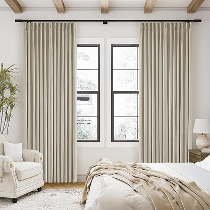 Burlywood Birch 100% Blackout Pinch Pleated Linen Curtains 84 Inches Long | - Image 9
