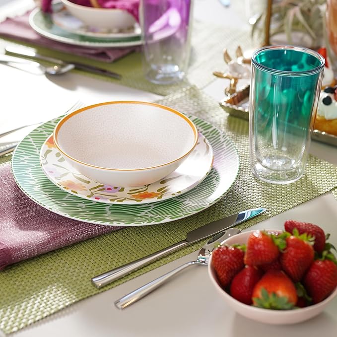 TervisHome Melamine Dinner Plates - Set of 4 | Enchanted Garden Collection | Durable Stoneware-like Quality, Dishwasher Safe, Perfect for Indoor and Outdoor Use