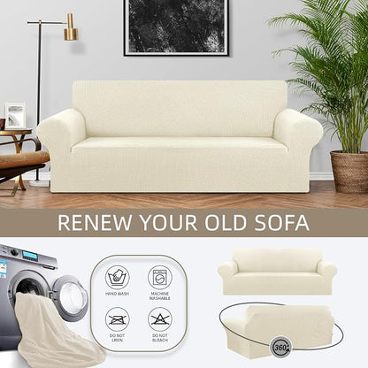 Stretch Loveseat Couch Cover, 2 Cushion Couch Slipcover, Elastic Bottom - Image 3
