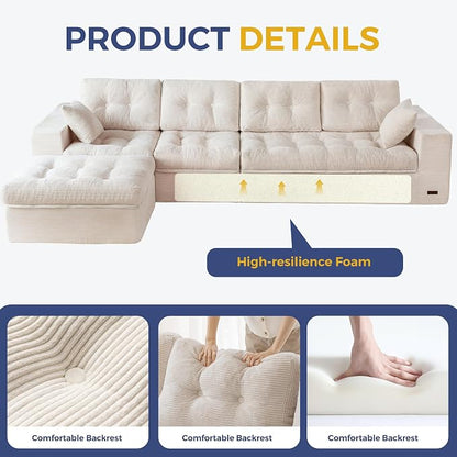 MAXYOYO 132" L Shaped Modular Sectional Sofa - Image 7