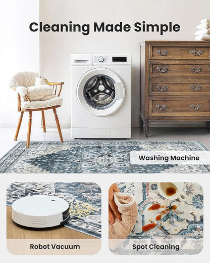 AMADA HOMEFURNISHING 10x14 Washable Area Rug, Low-Profile Large Area Rug - Image 4