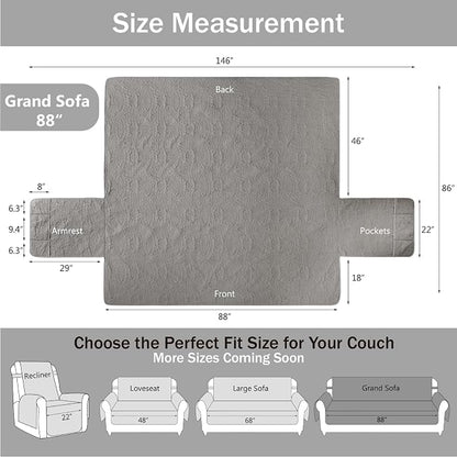 Quilted Grand Sofa Covers Washable, Couch Cover - Image 7