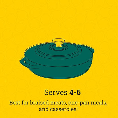Lodge 3.6 Quart Enameled Cast Iron Covered Casserole with Lid – Dual Handles – Oven Safe up to 500° F or on Stovetop - Use to Marinate, Cook, Bake, Refrigerate and Serve – Lagoon