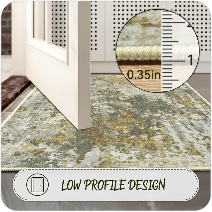 Entryway Rug 3x5 Green Door Mat Indoor Entrance 36x60, Washable Small Throw Rugs - Image 5