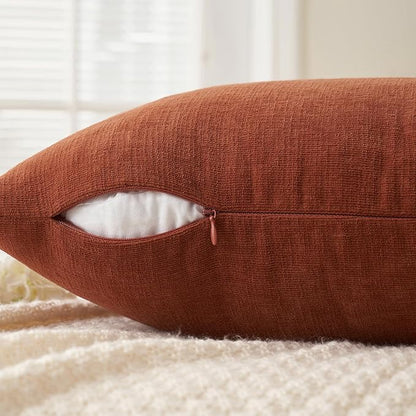 MIULEE Fall Rust Terracotta Chenille Couch Throw Pillow Covers, 18x18 | Set of 2 - Image 3