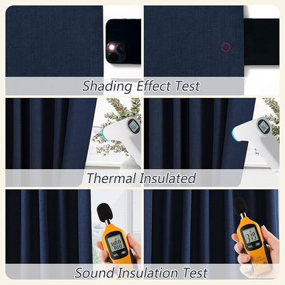 Navy Blue 100% Blackout Curtains 90 Inch Length 2 Panels Set - Image 5