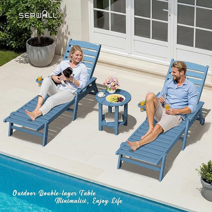 SERWALL Round Outdoor Side Table, HDPE Small Adirondack End Table, 2-Tier Patio - Image 10