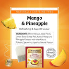 Twinings Mango & Pineapple Herbal Tea Individually Wrapped Bags, 20 Count (Pack of 6), Naturally Caffeine-Free, Enjoy Hot or Iced, 120 Teabags