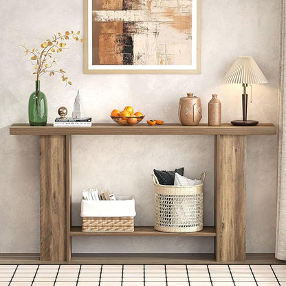 FOLUBAN 53 Inch Long Entryway Table, 2-Tier Wood Console Table - Image 4