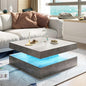 HedoAjim Grey LED Coffee Table for Living Room, Living Room Table 2-Tier Square by HedoAjim