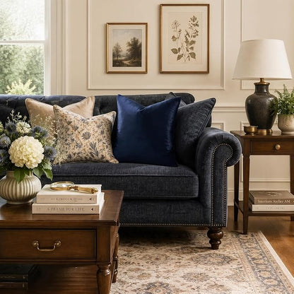 GIGIZAZA Navy Velvet Pillow Covers 22x22 Decorative Pillows Pack of 2 | Blue - Image 2