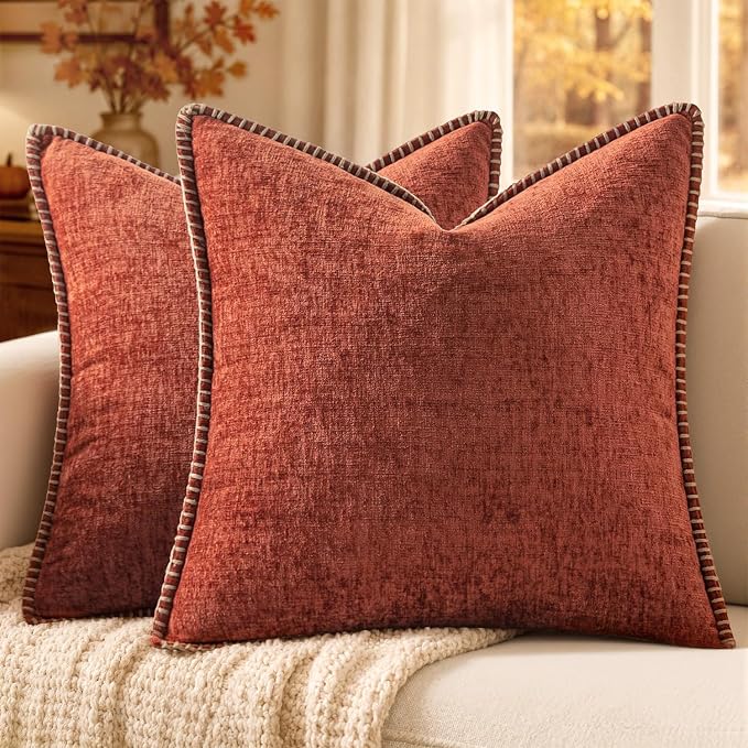 MIULEE Fall Decorative Couch Throw Pillow Covers 18x18 Inch Burnt Orange | 2 by MIULEE