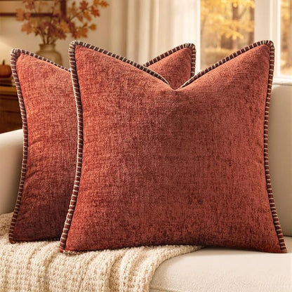 MIULEE Fall Decorative Couch Throw Pillow Covers 18x18 Inch Burnt Orange | 2 by MIULEE