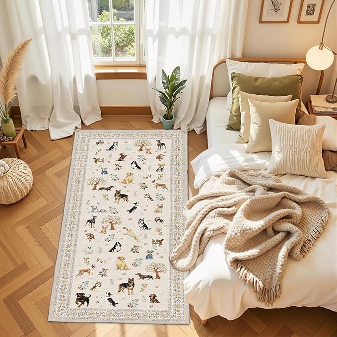 Beige Floral Hallway Runner Rug 2x6 - Image 5