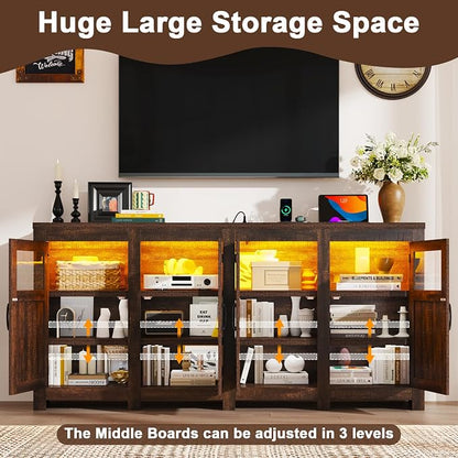 74" Large LED Farmhouse TV Stand - Image 6