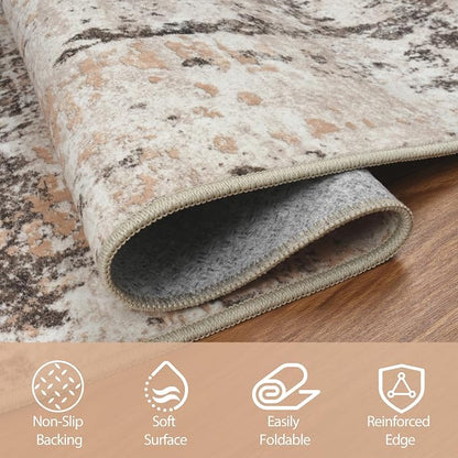 8x10 Area Rugs for Living Room Washable Bedroom Dining Room Brown Beige | - Image 4