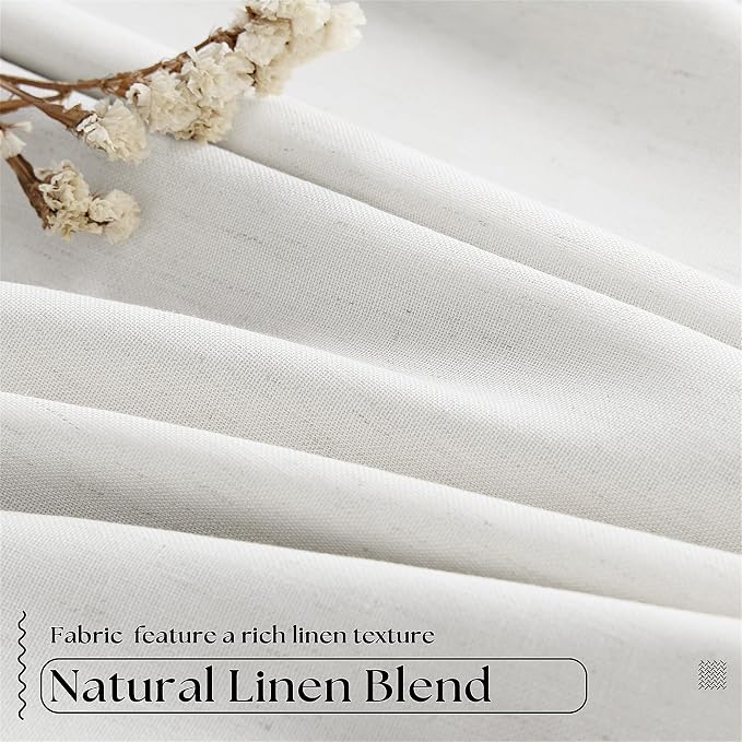 Off White Pinch Pleated 100% Blackout Curtains 102 Inches Long | Linen Blend - Image 6