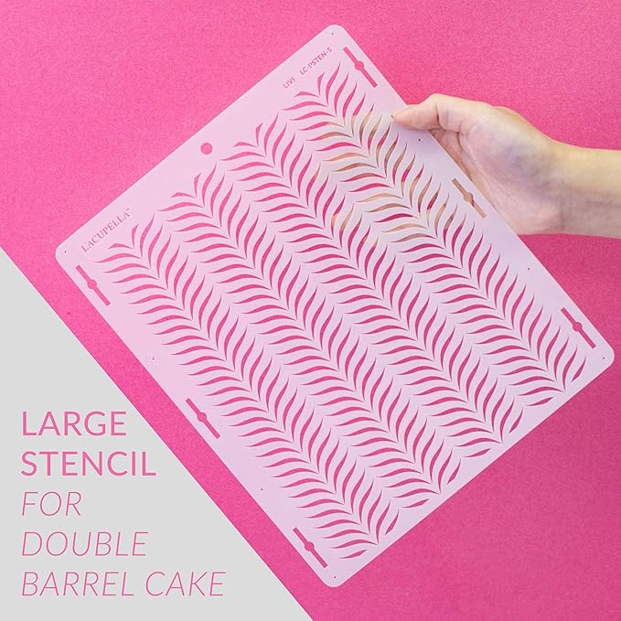 Cake Baking Stencil - Seamless Delicate Pattern for Decorating Tall Double Barrel Cake to Use with Buttercream, Royal Icing, Ganache, Paint, Airbrush (FOLD)