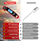 Meat Thermometer Digital Wireless with Cooking Tongs for Cooking & Grilling - Ultra-Fast Waterproof Food Thermometer with Backlight & Calibration for BBQ, Candy, Oven, Kitchen Essentials (Black/Red)