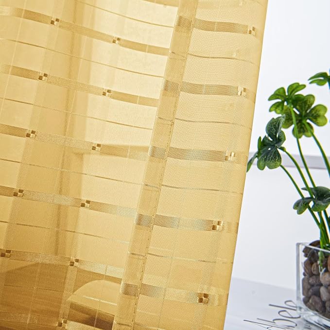 SpaceDresser Check Sheer Curtains 63 Inches Long - Image 2