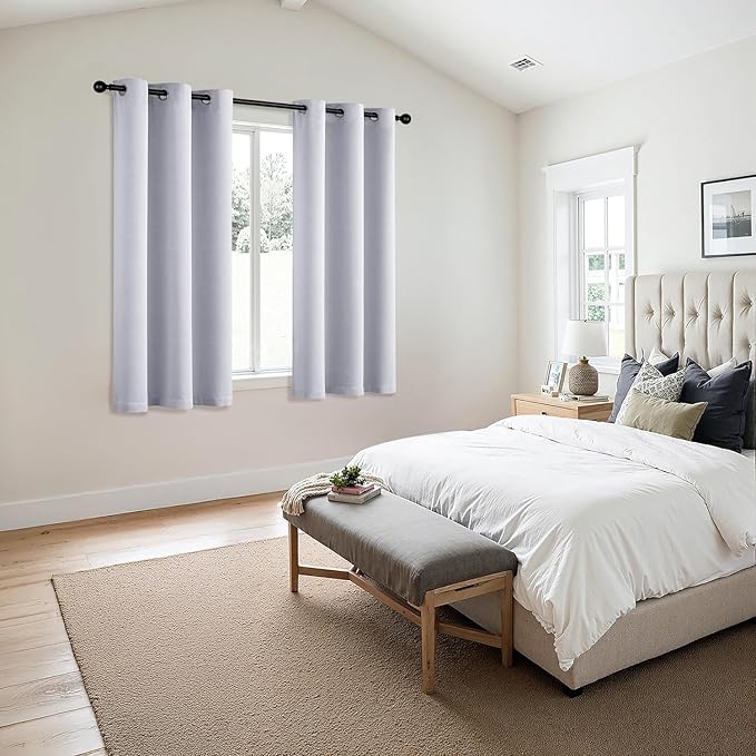 MIULEE Blackout Curtains for Bedroom 2 Panels 34x45 Inch Long Greyish White | - Image 6