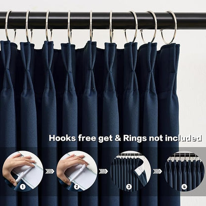 2 PCs Navy Blue Pleat Wide Drapes - Image 2