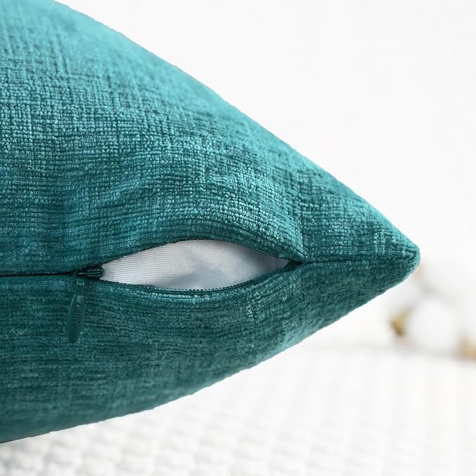 CaliTime Decorative Couch Throw Pillow Covers 24 X 24 Inches Teal | Pack of 2 - Image 3