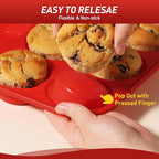 2 Pack 24 Cups Silicone Mini Muffin Pan with Metal Reinforced Frame Silicone Molds Cupcake Cake Baking Cheesecake Pans Cookie Baking Chocoflan Cupcake Mold Mini Bundt Cake Pan Women Gift