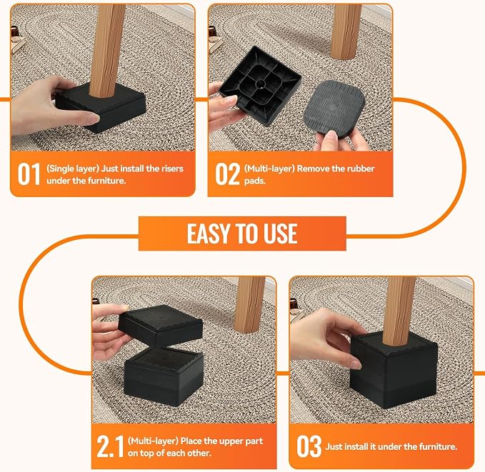 shouwuhho Furniture Risers, 12 Pack Bed Risers - Image 7