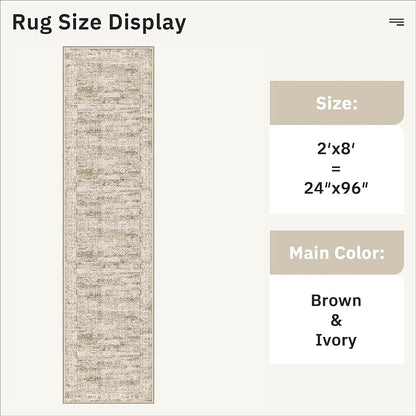 Soalmost Runner Rug 2x8 Washable Non-Slip Hallway Kitchen Runners Brown | Stain - Image 5