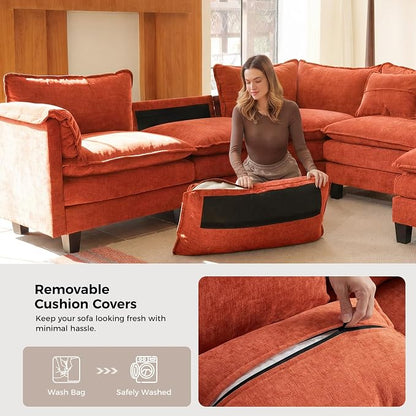 ELUCHANG 114" Oversized V-Shaped Cloud Couch Modular Sectional Sofa - Image 8