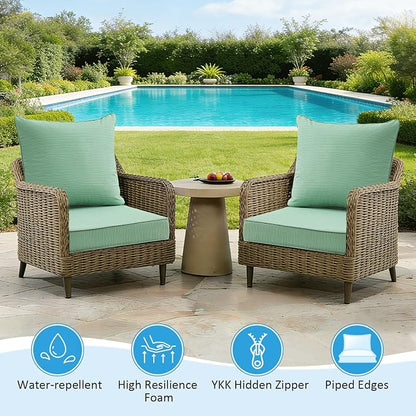 Outdoor Deep Seat & Back Cushion Set, 24 x 24 Inch Water Repellent and Fade - Image 3