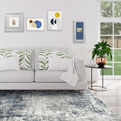 8x10 Area Rugs for Living Room Bedroom Dining Room Washable Blue Grey | Soft - Image 3