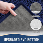 Arotive Luxury Chenille Bathroom Rug Mat, Extra Soft Thick Absorbent Shaggy Bath Rugs, Non-Slip Machine Wash Dry, Plush Bath Mats for Bathroom, Shower and Tub, 24x16, Navy