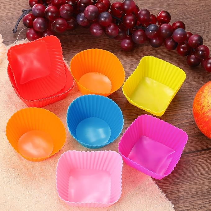 uxcell 18Pcs Silicone Square Baking Cups, Purple, Reusable, for Birthday Parties & Celebratory Events