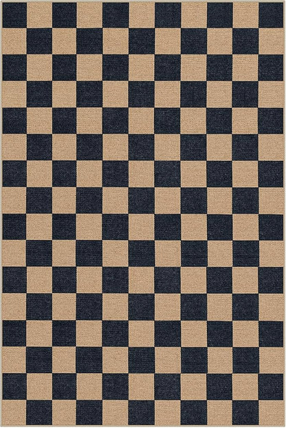 Lahome Checkered Easy Jute 6x9 Area Rugs, Outdoor Patio Rug Washable | - Image 9