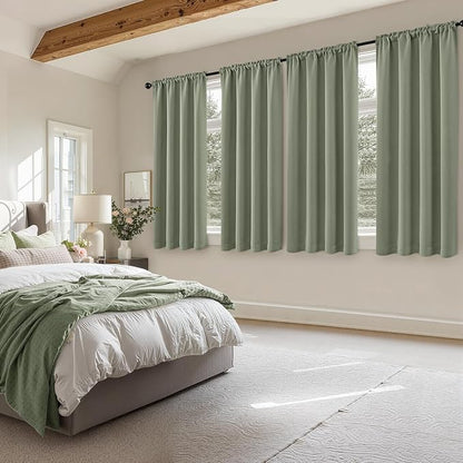 MIULEE Sage Green Blackout Curtains 4 Panels Set 72 Inch Length Bedroom | - Image 8