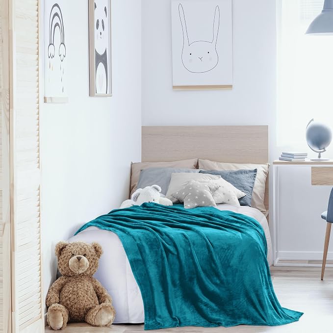 Utopia Bedding Soft Fleece Bed Blanket Twin Size Turquoise | Microfiber Plush - Image 9