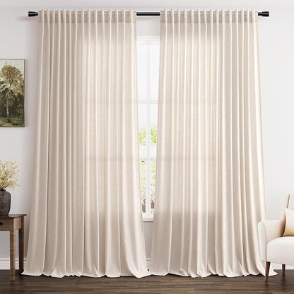 Extra Wide 100x96 Inch Linen Curtains by Nanspring
