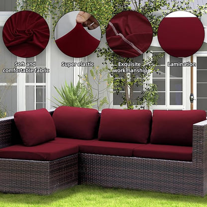 8PCS Patio Cushion Covers.Patio Furniture Couch SeatSlipcovers | Washable - Image 4