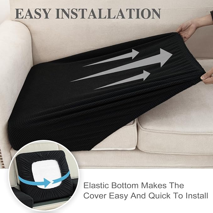 LA MEACK Couch Cushion Cover Seat Cushion Cover Stretch Armchair Cover Separate - Image 5