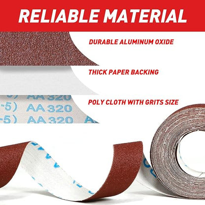 Emery Cloth Roll, 4 Grits 1'' x 19.7' Sandpaper Roll 120 240 320 400 Emery Cloth - Image 3